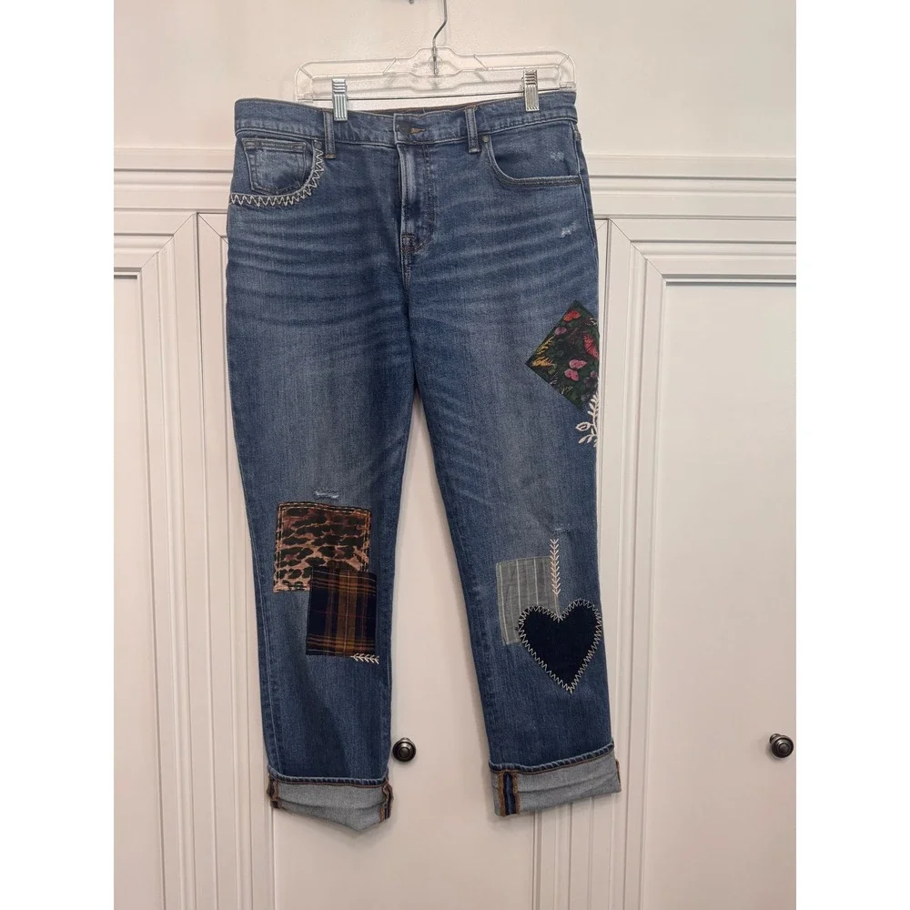 Johnny Was Blue Patchwork Boyfriend Jeans